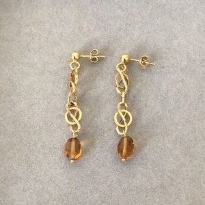 Italian 14K Yellow Gold Citrine Drop Earrings